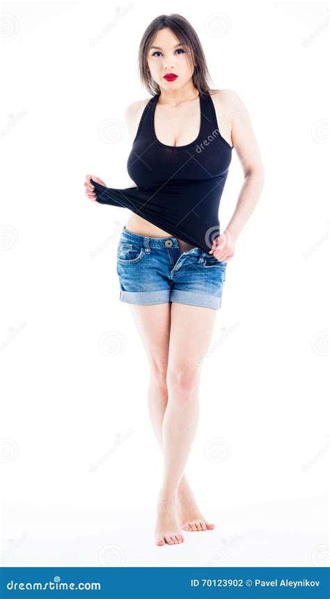 Naked Woman Jeans Shirt Stock Photo Image Of Breast