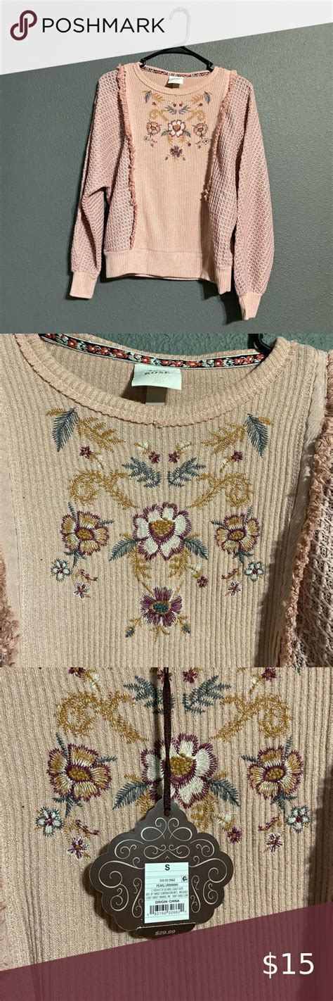 Nwt Knox Rose Crewneck Small Crewneck Sweater New With Tags Embroidered