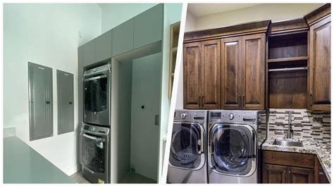 75 Laundry Room With Gray Backsplash And Multicolored Backsplash Design