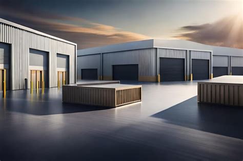 Premium AI Image | a warehouse with a large door and a yellow door.