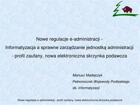 PPT Mariusz Madejczyk Pełnomocnik Wojewody Podlaskiego ds