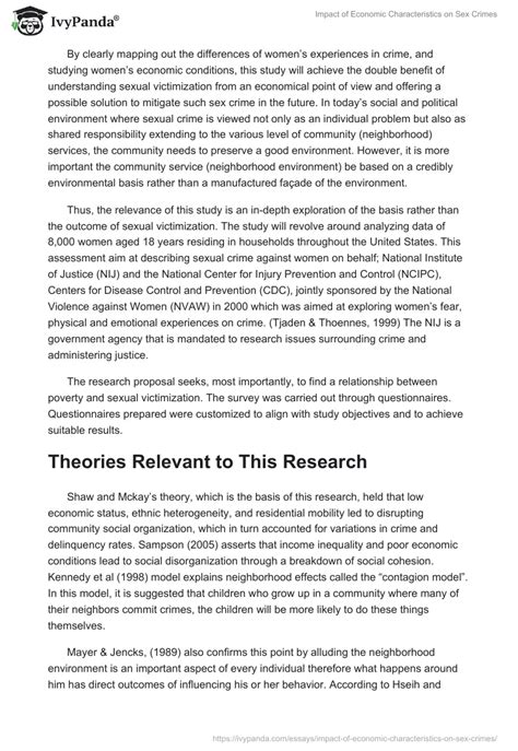 Impact Of Economic Characteristics On Sex Crimes 3790 Words Essay