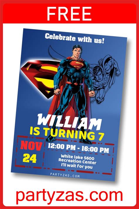 Free Superman Digital Template Invitation Artofit