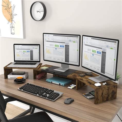 Westree Triple Dual Monitor Stand Riser Extra Long Monitor Stand For 1