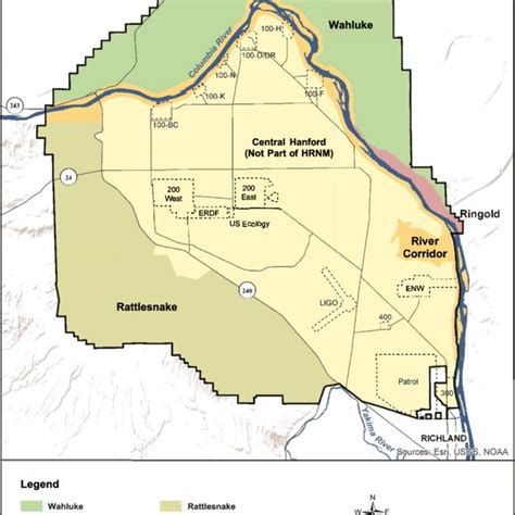 Map of the Hanford Site indicating land use designations (after DOE ...