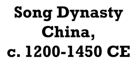 Song Dynasty China Ppt