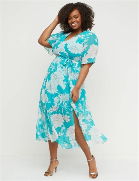 New Lane Bryant Blue Floral Chiffon Maxi Dress Sz 16 Ebay