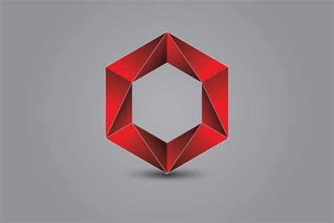 Red Hexagon with White Triangle Logo - LogoDix