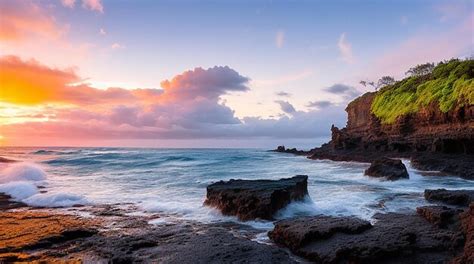 Premium AI Image Beautiful Scenery Of Rock Formations By The Sea At