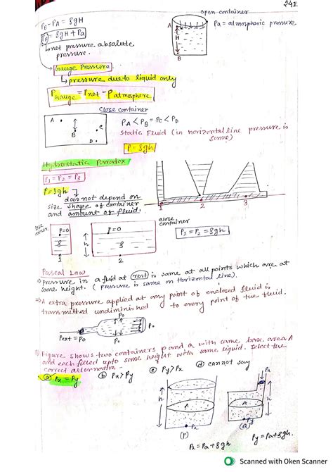 Solution Class Physics Mechanical Properties Of Fluid Full Notes