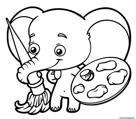 Coloriage Bebe Elephant Qui Peinture Dessin Elephant Imprimer