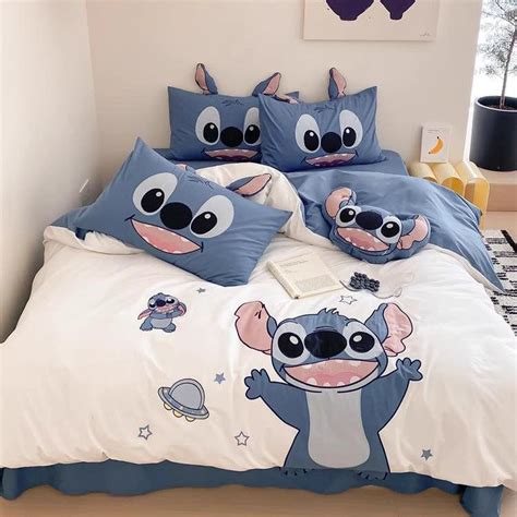 Good Night Stitch Four Piece Washed Cotton Bed Set In Cotton