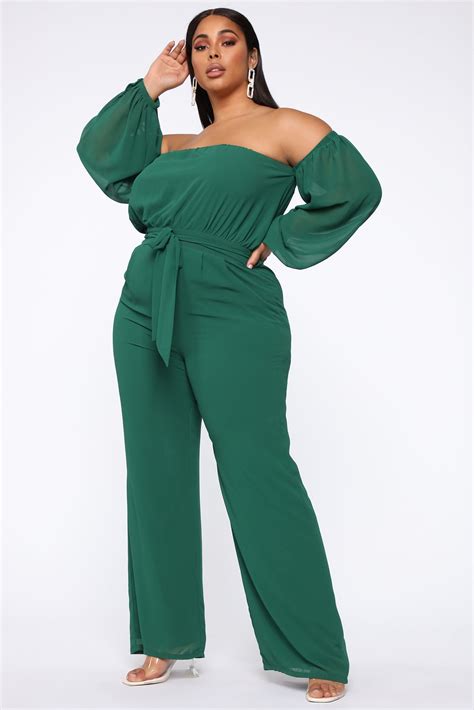 Lorena Off Shoulder Jumpsuit Hunter Green Fashion Nova