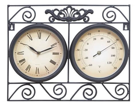 Decorative Outdoor Clock And Thermometer Set Epodecor