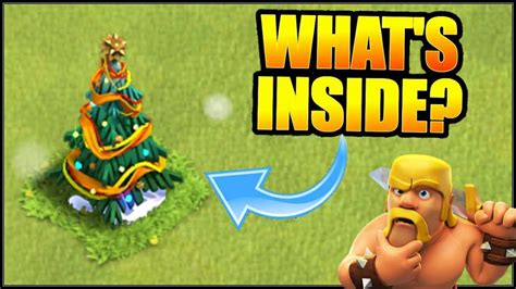 WHAT S INSIDE THE NEW CHRISTMAS TREE IN CLASH OF CLANS COC WINTER