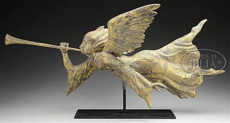 Elaborate Winged Trumpeting Angel Gabriel Full Body Copper Weathervane