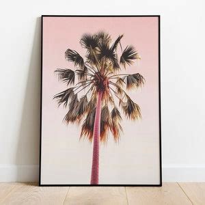 California Palm Tree Print Palm Tree Wall Art Pink Sky Print Coastal