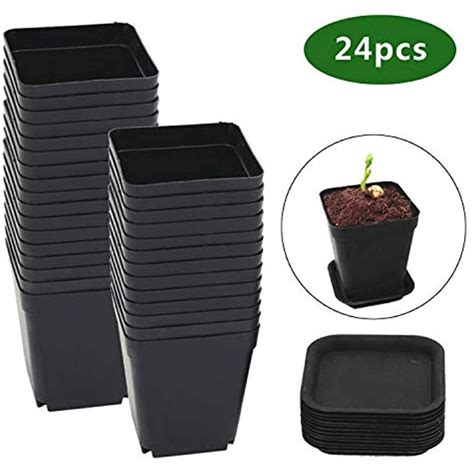 24 Pcs Pots De Fleurs En Plastique7 7cm Mini Carrée Plante En