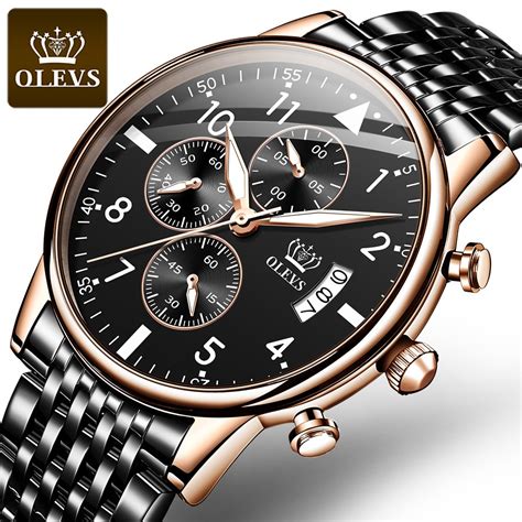 Mens Watch Top Olevs Original Chronograph Waterproof Sports Business