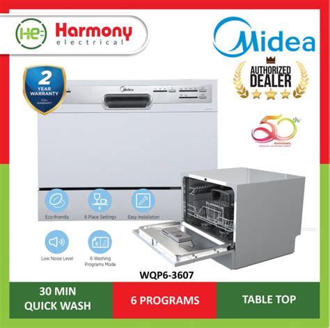 MIDEA WQP6 3607 Table Top Dishwasher With 6 Place Settings Mesin Cuci