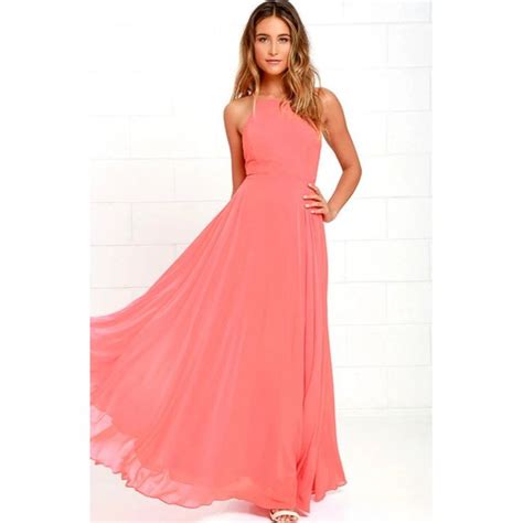 Nwt Lulu S Mythical Kind Of Love Maxi Dress S Open Back Coral Pink In