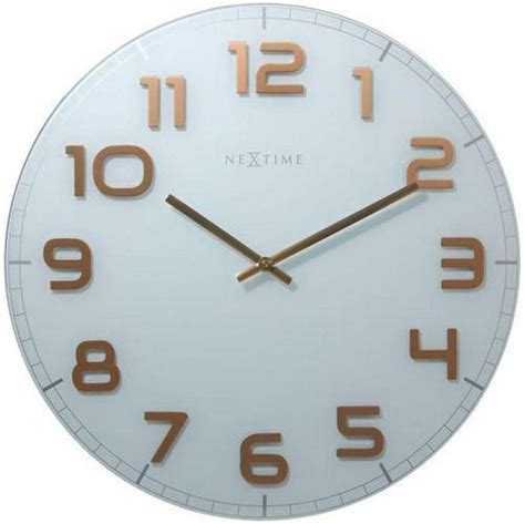 Rel Gio Parede Elegante Branco E Cobre Nextime D Cm Atual Conceito