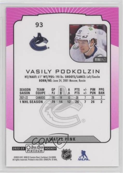 2022 23 O Pee Chee Platinum Matte Pink Vasily Podkolzin 93 EBay