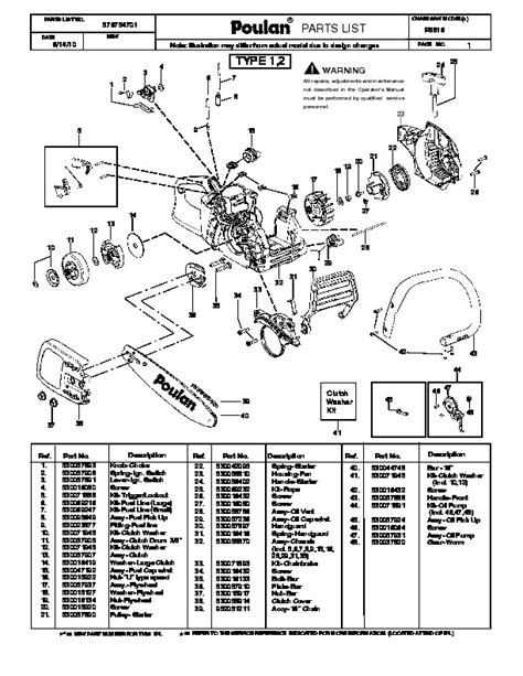 2010 Poulan Pro P3816 Chainsaw Parts List