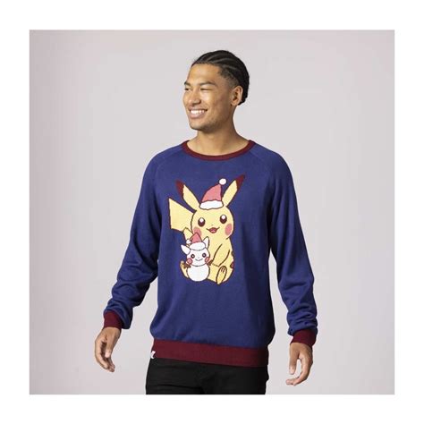 Pikachu Holiday Friend Navy Knit Sweater Adult Pokémon Center Uk