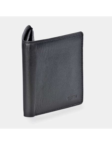 YANKO Cartera Compacta Para Hombre En Piel Color Negro