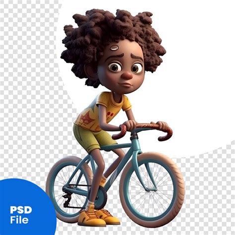 Renderiza O D De Uma Menina Afro Americana Andando De Bicicleta