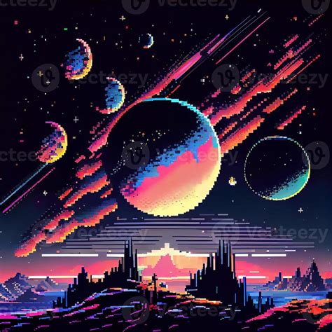 Pixel Art Space Background 22459372 Stock Photo At Vecteezy