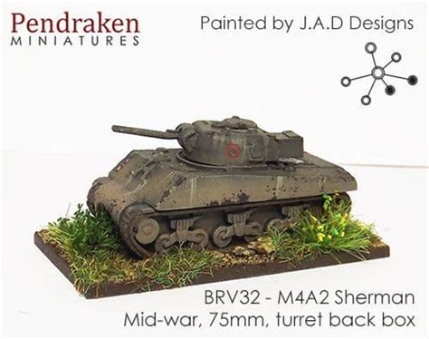 Pendraken 10mm WWII British M4A2 Sherman Mid War 75mm Turret Back Box