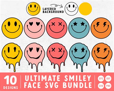 Melting Smiley Face Svg 70s Happy Face Svg Heart Eyed Etsy Denmark