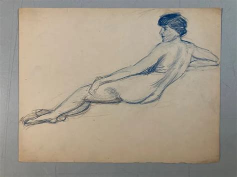 Beau Dessin Art D Co Nu Ancien Crayon Papier Femme Fille Nue Erotique