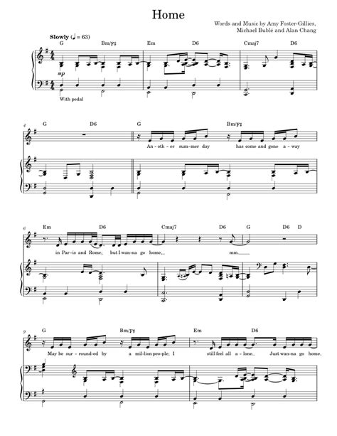 Home Sheet Music For Piano Vocals By Michael Bublé Music Notes By Musescore