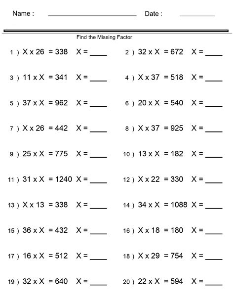 Multiplication Worksheets Missing Factor Multiplication Worksheets Made By Teachers