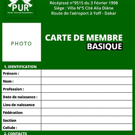 Cartes De Membre Parti Pur