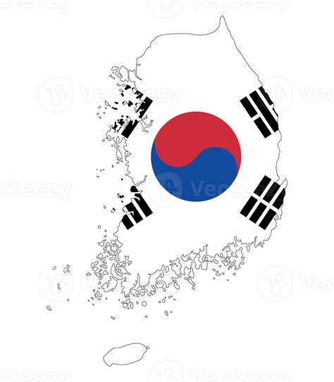 South Korea Map Flag Inside Png