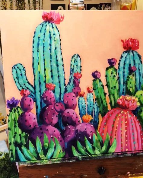 Trendy Painting Ideas On Canvas Easy Acrylic Cactus 38 Ideas Cactus