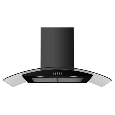 Russell Hobbs Rhgch901b 90cm Wide Glass And Black Chimney Cooker Hoods