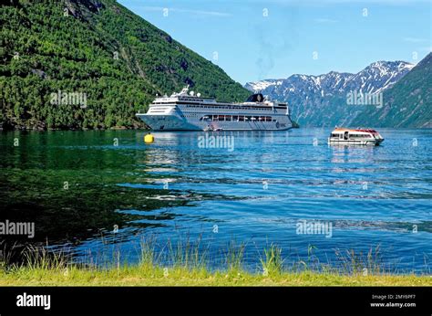 Msc Lirica Cruise Ship In Norwegian Fjords Geiranger Fjord