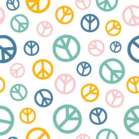 Premium Vector Seamless Pattern With Colorful Peace Symbols