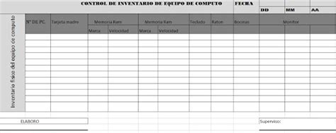 Soporte técnico presencial CECyTED 01 Bitácora para inventario de