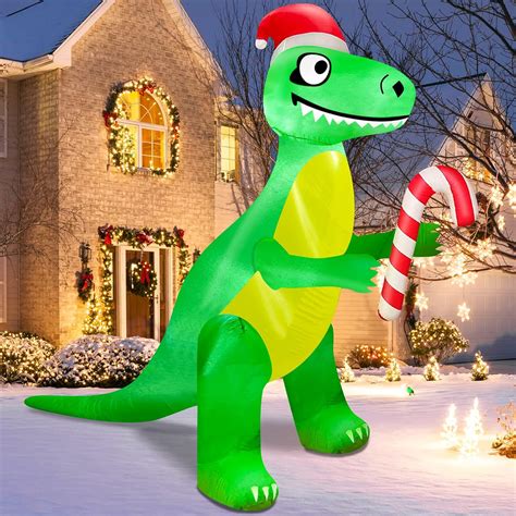 Amazon Turnmeon Feet Giant Christmas Inflatable Santa Dinosaur