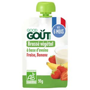 Good Goût Gourde Brassé Végétal Avoine Fraise Et Banane 6M 90g Bio