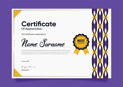 Appreciation And Achievement Certificate Template Design Clean Modern