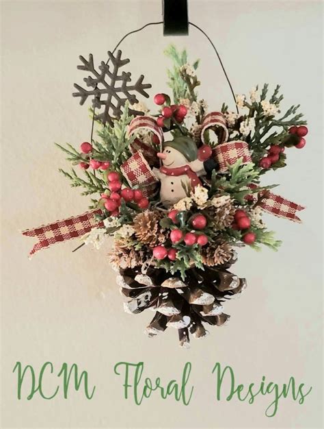 Country Christmas Ornament Decor with Snowflakes and Pine Cones