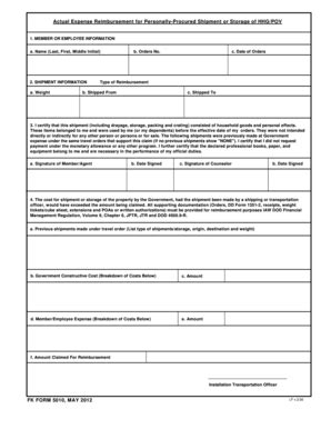 Fillable Online Knox Army Fort Knox Form Actual Expense