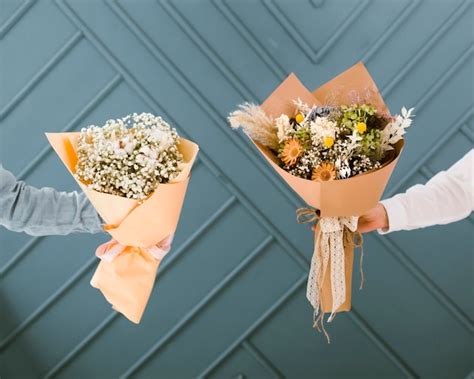 Premium Photo Close Up Women Holding Beautiful Flower Bouquets